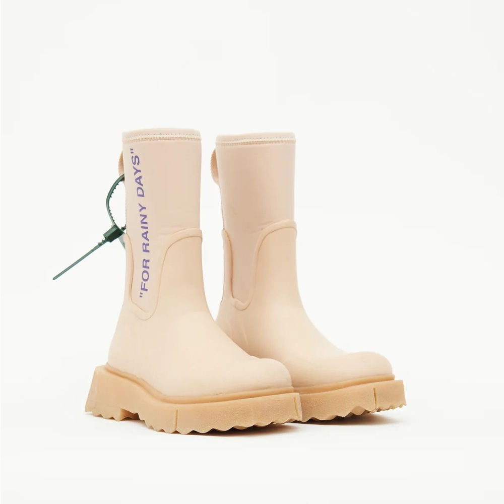 Off-White Rubber “For Rainy Days” Boots Size 37 EUR Beige